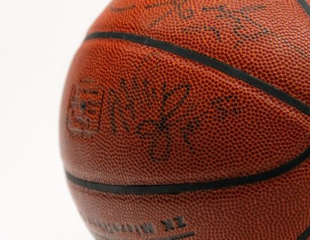 OBAMA, LEBRON, KOBE, CARMELO & MAGIC AUTOGRAPHED PICK-UP GAME BASKETBALL