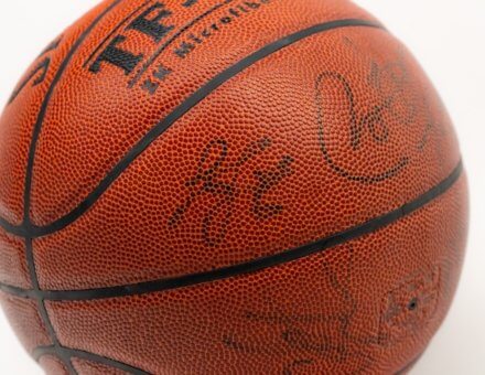 OBAMA, LEBRON, KOBE, CARMELO & MAGIC AUTOGRAPHED PICK-UP GAME BASKETBALL