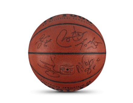 OBAMA, LEBRON, KOBE, CARMELO & MAGIC AUTOGRAPHED PICK-UP GAME BASKETBALL
