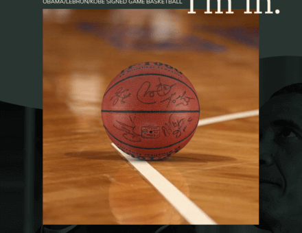 OBAMA, LEBRON, KOBE, CARMELO & MAGIC AUTOGRAPHED PICK-UP GAME BASKETBALL